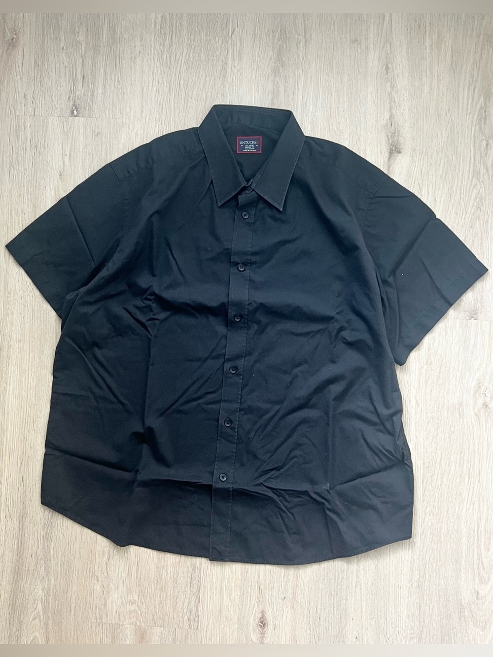 UNTUCKit Mens XL Black Cotton Short Sleeve Button Down Shirt Relaxed Fit Casual